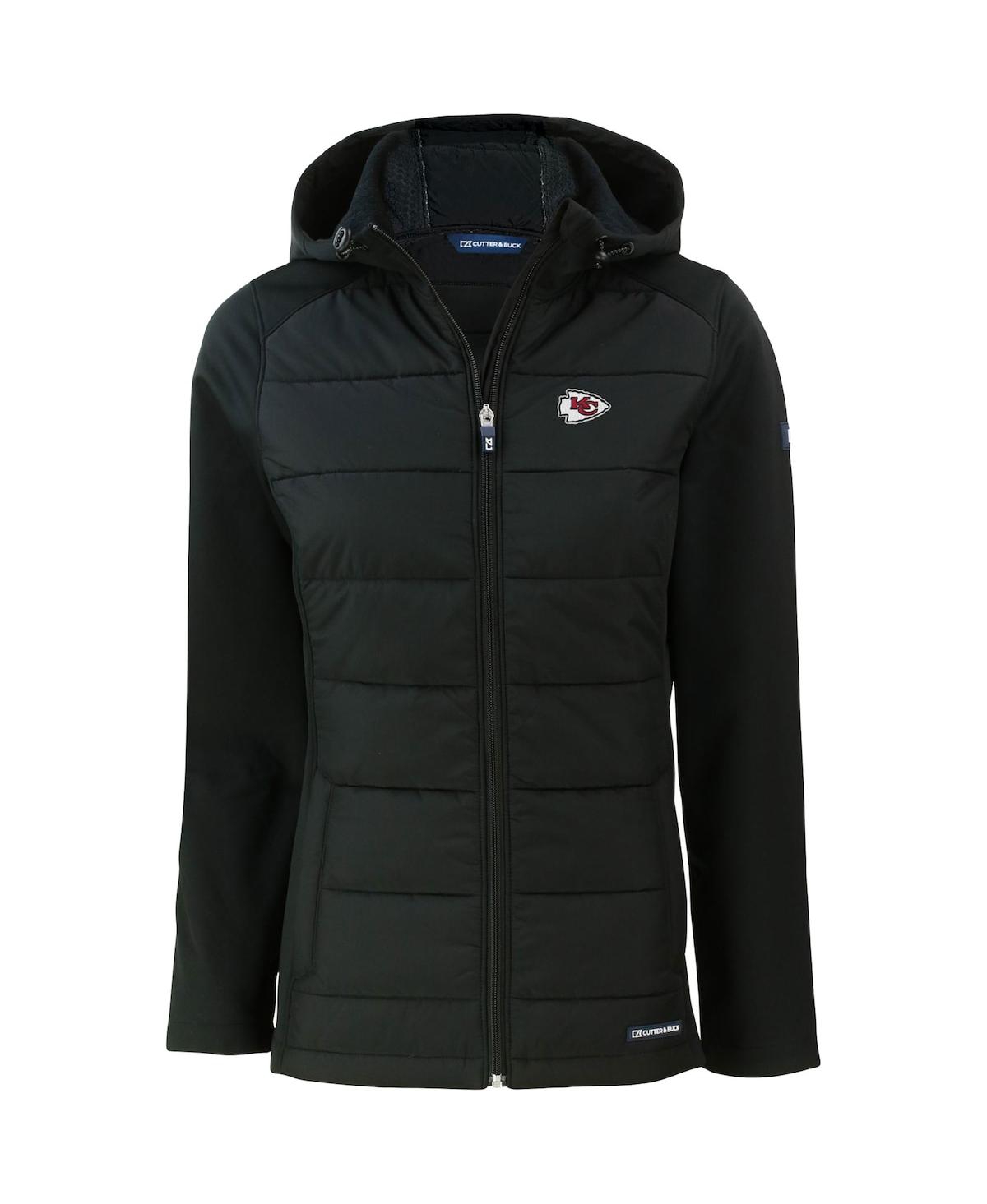 Cutter & Buck Women's Black Kansas City Chiefs Evoke PrimaLoft Hybrid Eco Softshell Full-Zip Hooded Jacket