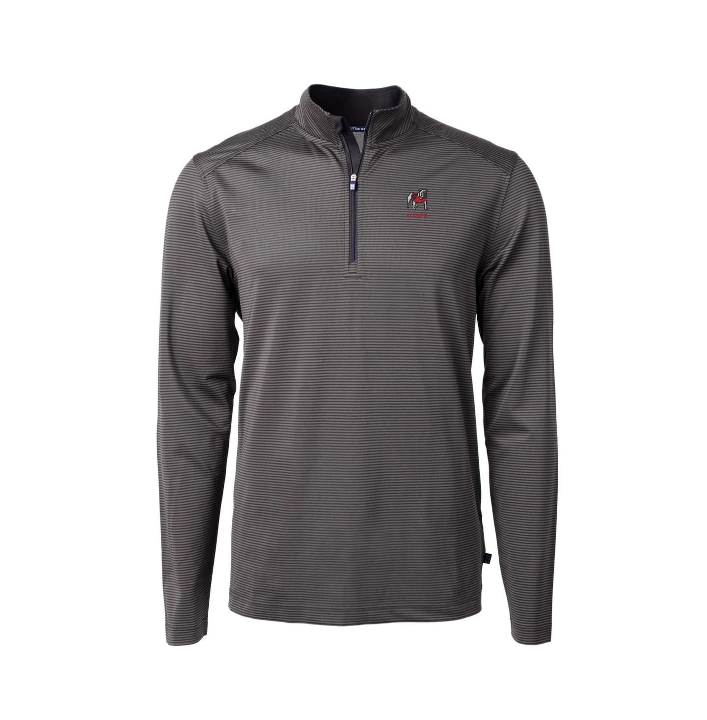 Мужская толстовка на молнии Cutter & Buck Black Georgia Bulldogs Alumni Logo Virtue Dry Tec Eco Pique Micro Stripe Quarter-Zip — фото 2