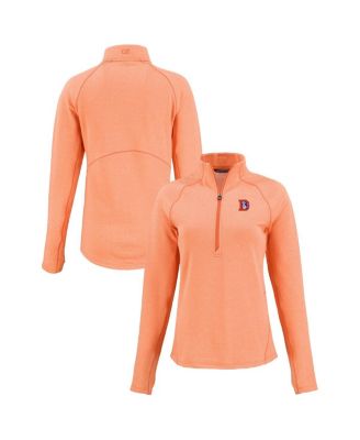 Women's Heather Orange Denver Broncos Peshastin Eco Fleece Tri-Blend Raglan Half-Zip Jacket