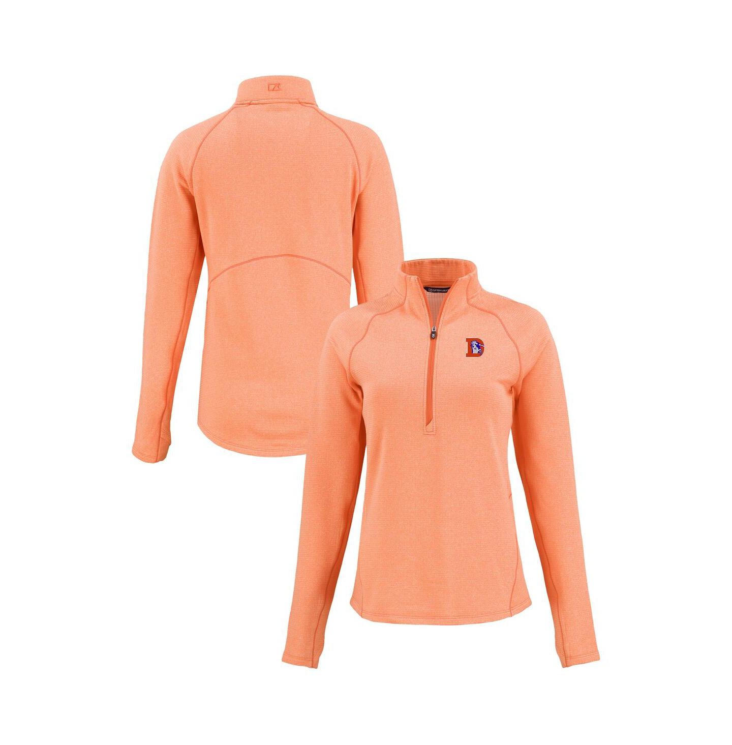 Женская куртка Cutter & Buck Heather Orange Denver Broncos Peshastin Eco Fleece Tri-Blend Raglan Half-Zip — фото 1