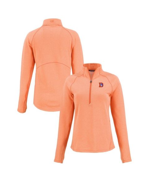 Женские куртки Cutter & Buck Women's Heather Orange Denver Broncos Peshastin Eco Fleece Tri-Blend Raglan Half-Zip Jacket