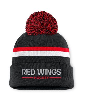 Women's Black Detroit Red Wings Authentic Pro Rink Cuffed Knit Hat with Pom