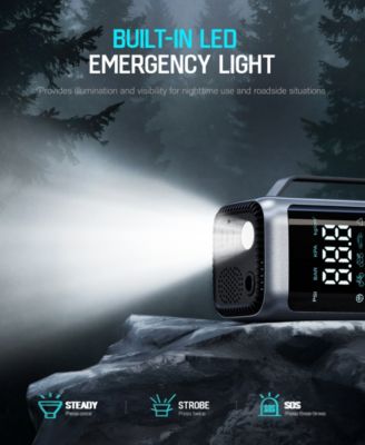 4-in-1 Portable Car Jump Starter with Air Compressor 150 PSI and Vacuum Cleaner 12V 1000A with LED Emergency Light Power Bank and Multi Nozzle Kit