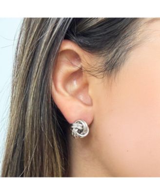 Large Polished Knot Stud Earring Sterling Silver