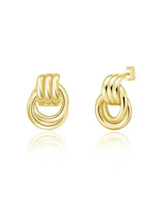 Gold Doorknocker Stud Earring 14K Gold-Plated Sterling Silver