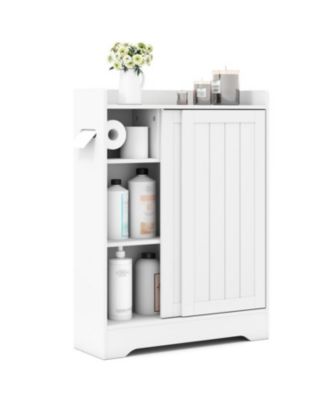 Narrow Floor Bathroom Cabinet with Toilet Paper Storage