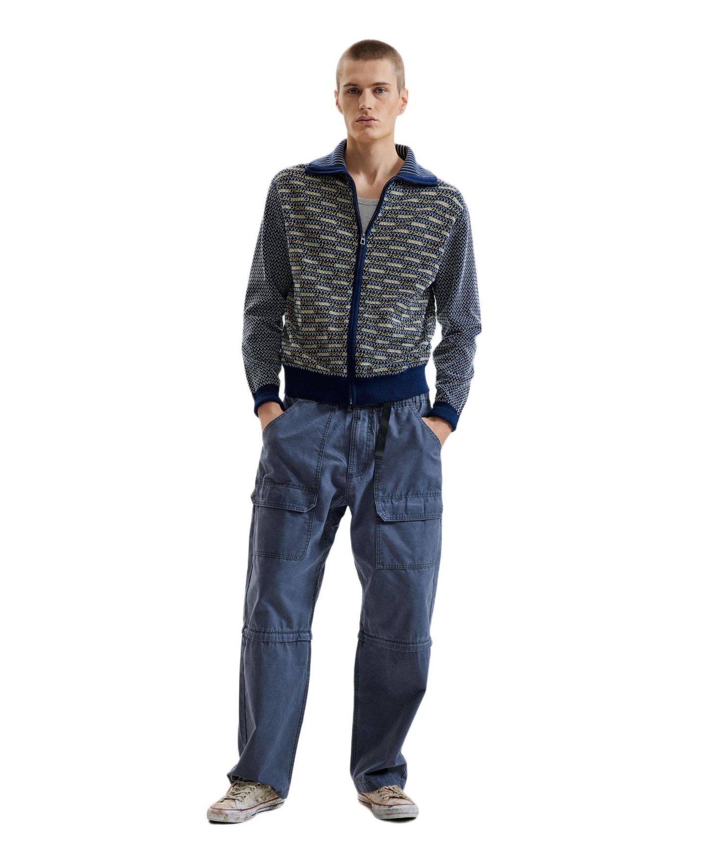Мужской свитер Desigual Retro zipper, цвет: Синий — фото 4