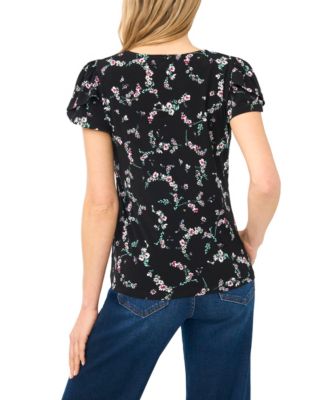 Women's V-Neck Tulip-Sleeve Knit Top