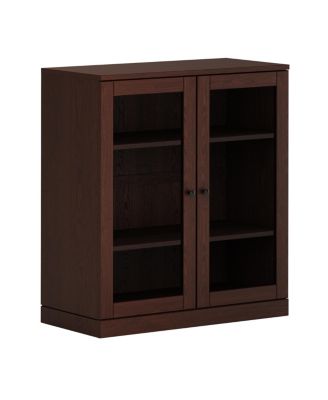 Premium 100% Solid European Oak Hardwood 3-Shelf Modular Bookcase with Tinted Glass Doors