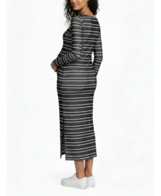 Maternity Square Neck Rib Knit Long Sleeve Bodycon Maxi Dress - Motherhood