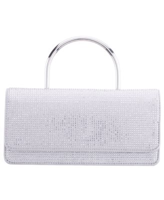 Elongated Crystal Magnetic Snap Satchel Bag