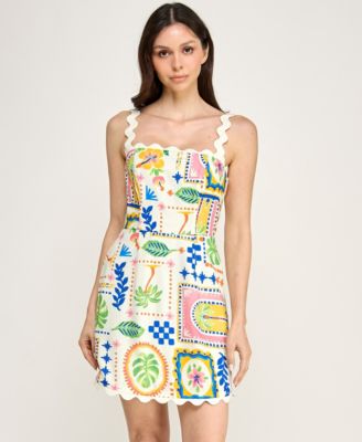 Juniors' Sleeveless Ric Rac Trim Detail Slim Dress