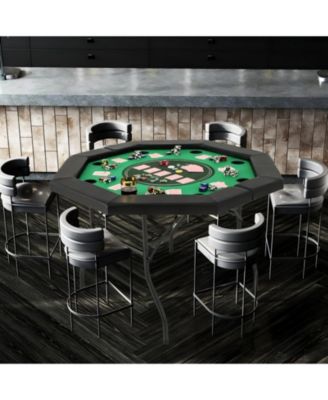 48 Inches Foldable Poker Table with Padded Rails and Cup Holders