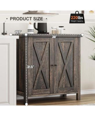 Small Storage Cabinet 2 Piece, Farmhouse Sideboard Buffet Cabinet with 2 Doors and Adjustable Shelves, Entryway Console Cabinets
