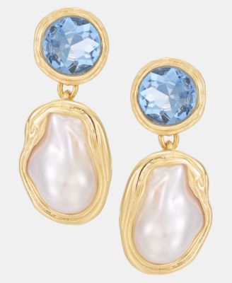 Stone & Imitation Pearl Drop Earrings