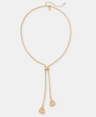 Pav&eacute; Shell Lariat Necklace, 22" + 3" extender