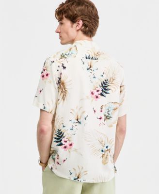 Men's Viva Floral Silk-Blend Short Sleeve Shirt