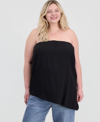 Trendy Plus Size Asymmetrical-Neck Strapless Top