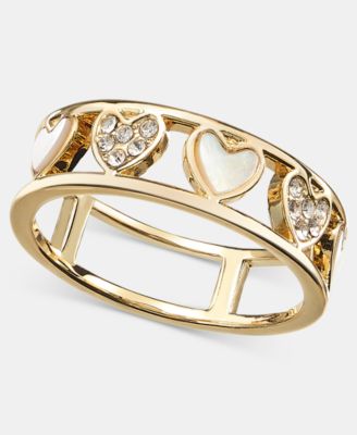 Pav&eacute; & Mother-of-Pearl Heart Band Ring