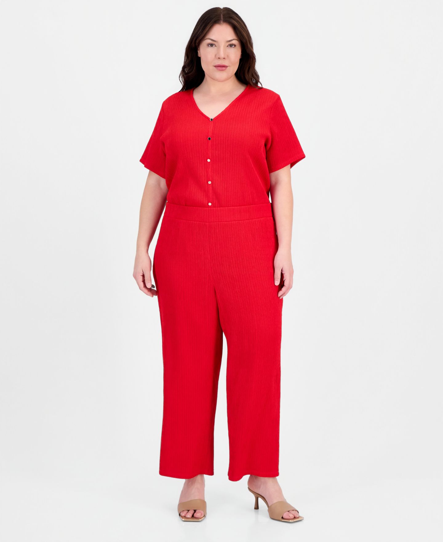 Женские широкие брюки Anne Klein без застёжки, больших размеров, цвет: Красный — фото 1