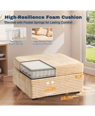 Modular Sectional Sofa Ottoman Seat Module, 32.7" Ottoman Seat for DIY Combination L U V Shaped,Plush Corduroy Loveseat Chair for Living Room