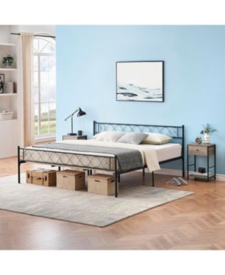 Modern Metal Platform Bed Headboard Footboard Underbed Storage Heavy Duty No Box Spring Easy Assembly