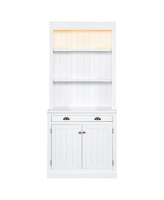 Tall Bookshelf With LED Lighting, Modern Bookcase