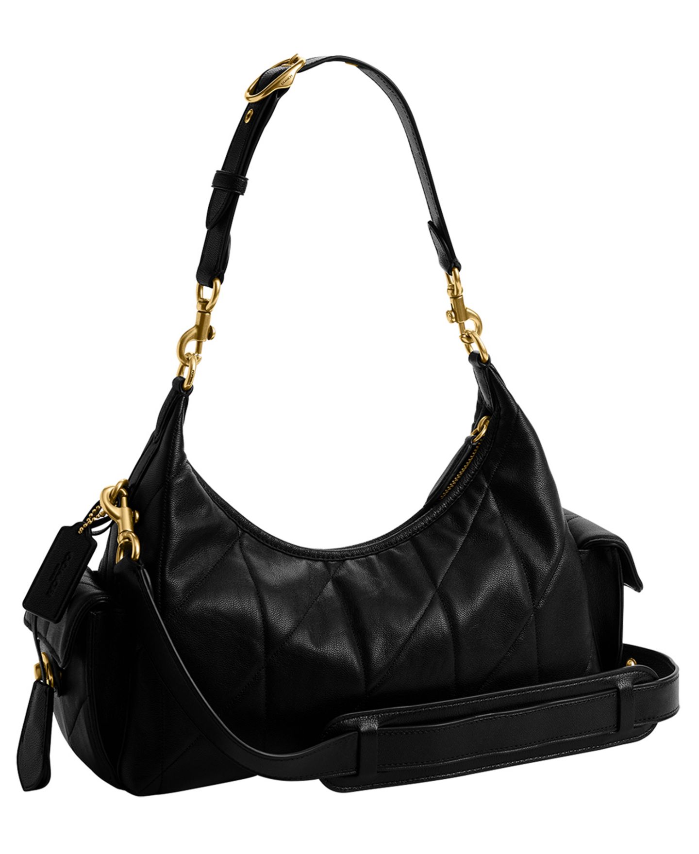 Женская сумка COACH Pocket Juliet Medium Quilted Leather Shoulder 30, цвет: Латунный / Чёрный — фото 5