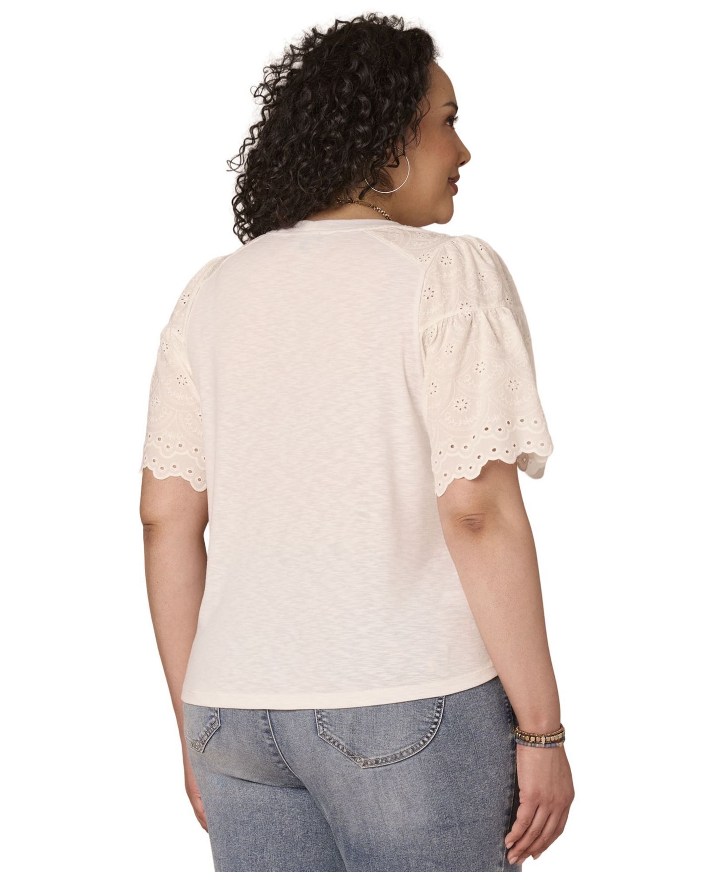 Женский топ Democracy Plus Size Crewneck, цвет: Молочный белый — фото 3