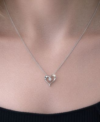 Lab Grown Diamond Heart Pendant Necklace (1/10 ct. t.w.) in Sterling Silver