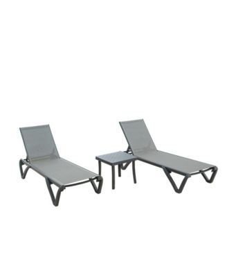 Patio Chaise Lounge Chair Set, Outdoor Chair with 5 Adjustable Position,Side Table for Beach,Yard.