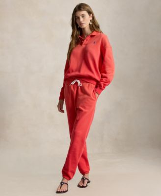 Women's Lightweight Fleece Long-Sleeve Polo Sweatshirt