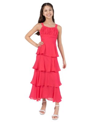 Rare Editions Girls' 7–16 Chiffon Clipdot Ruched Bust Bodice 4