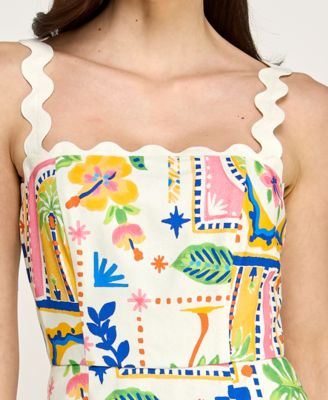 Juniors' Sleeveless Ric Rac Trim Detail Slim Dress