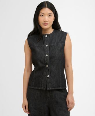 Women's Sleeveless Crewneck Myra Denim Shirt