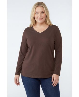Plus Size Perfect Long-Sleeve V-Neck Tee