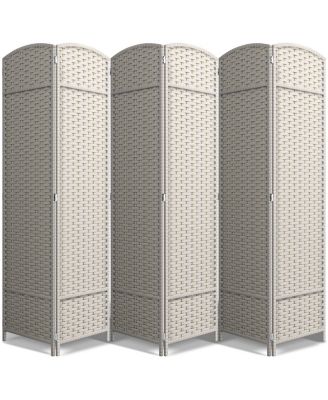 Extra Wide Double Hinged Panels Mesh Hand-Woven Design Room Divider
