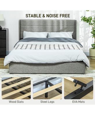 HOMCOM Full Size Bed Frame with Headboard 4 Drawers Noise-Free, Light