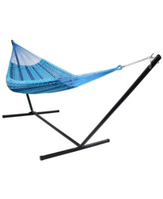 Mayan Family Hammock Handwoven XXL Thick Cord with Stand - 400 lb Weight Capacity/15' Stand