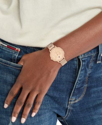 Women's Multifunction Rose Gold Tone Stainless Steel Mesh Bracelet Watch, 36mm