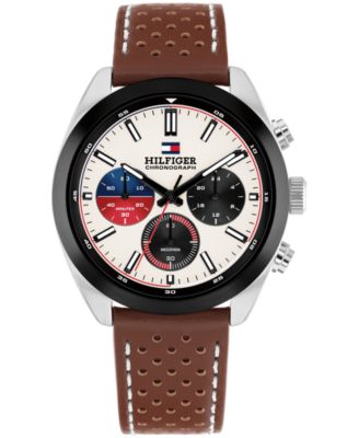 Men's Chronograph Brown Leather Strap Watch, 40mm