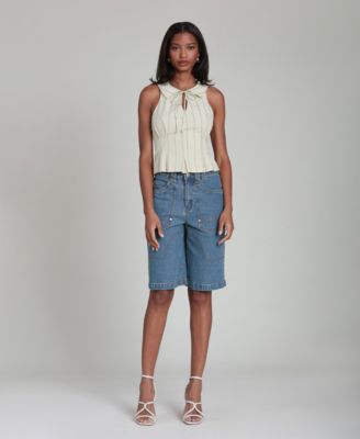 Women's Striped Tie-Neck Top