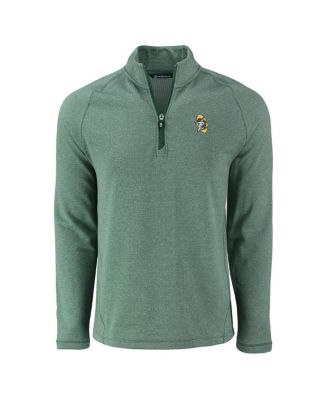 Men's Heather Green Green Bay Packers Peshastin Eco Fleece Tri-Blend Raglan Quarter-Zip Jacket