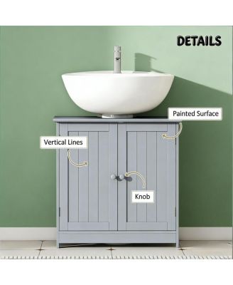 23.5 Inch Under Sink Bathroom Cabinet, MDF Vanity with Adjustable Shelf for Pedestal Sink Storage