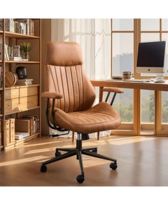 High Back Ergonomic Office Chair, Swivel Suede Desk Chair with Lumbar Support, Height Adjustable Modern Executive Computer Chair