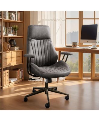 High Back Ergonomic Office Chair, Swivel Suede Desk Chair with Lumbar Support, Height Adjustable Modern Executive Computer Chair
