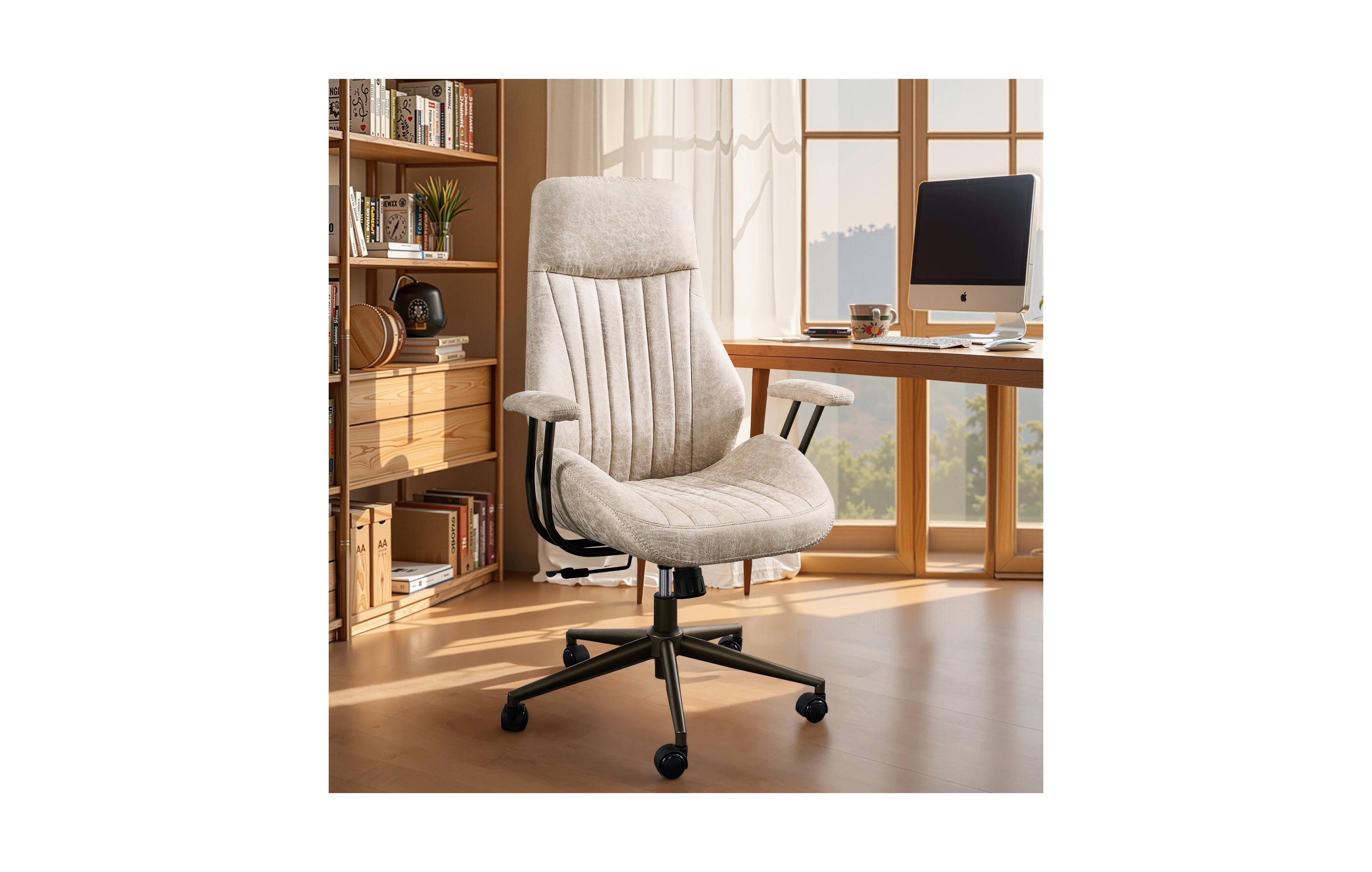 Xizzi High Back Ergonomic Office Chair, Swivel Suede Desk Chair with Lumbar Support, Height Adjustable Modern Executive Computer