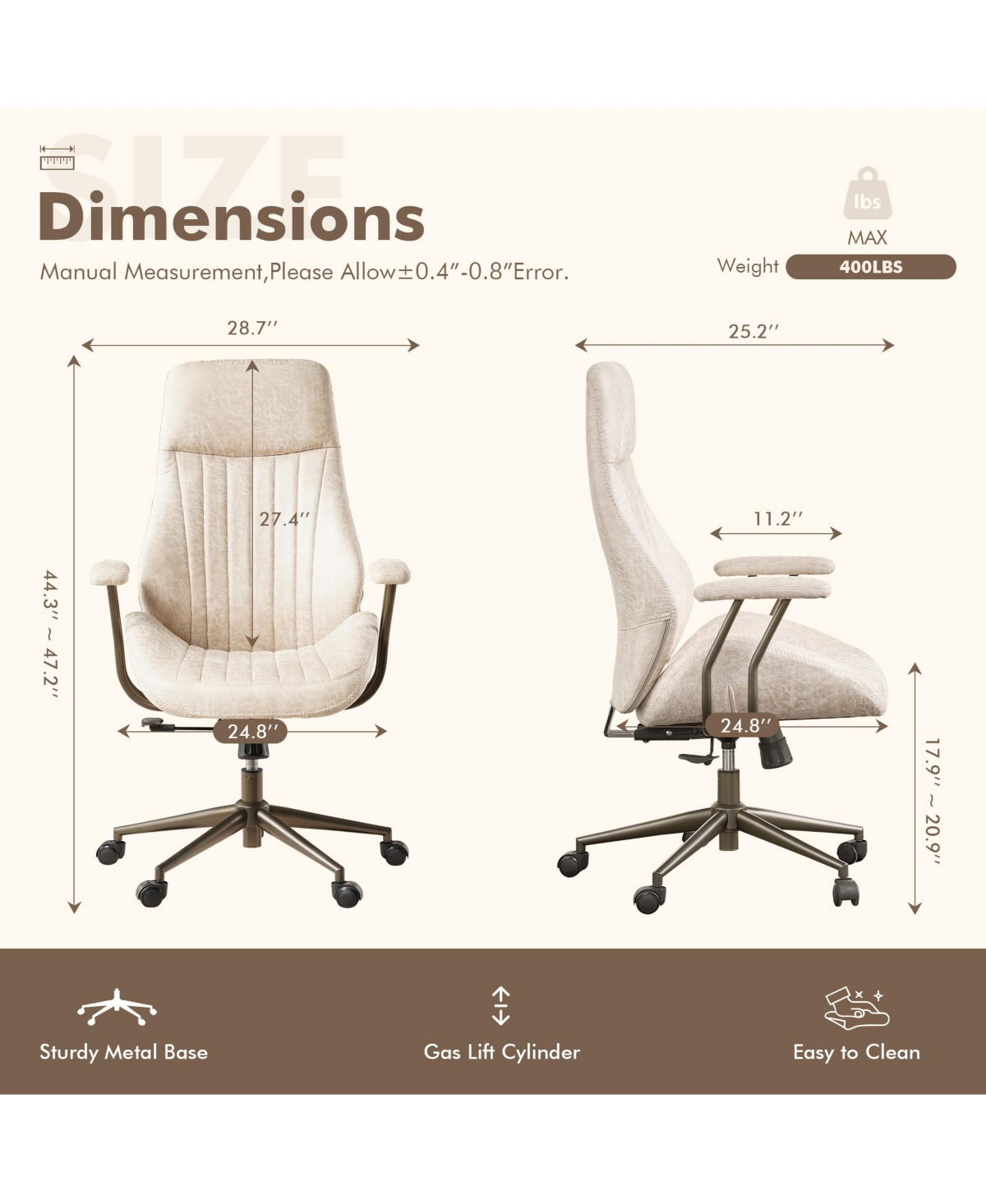 Xizzi High Back Ergonomic Office Chair, Swivel Suede Desk Chair with Lumbar Support, Height Adjustable Modern Executive Computer