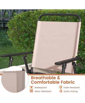 Outdoor Folding Bar Chair Set of 4 Patio Dining Chairs with Breathable Fabric