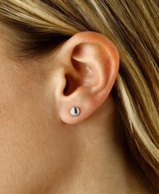 Flat Ball Pearl (8 1/2 mm) Drop Earrings Set in 14k Yellow Gold